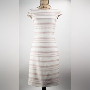 J. Crew Strapless White and Light Pink Striped Dress